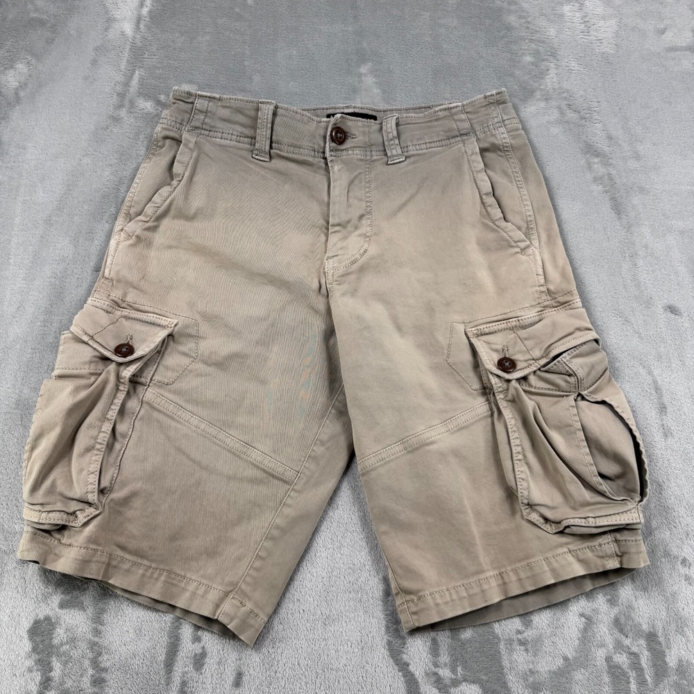 American Eagle Cargo Shorts Mens 30 Tan‎ Longer Length Khaki Cotton Blend Skater